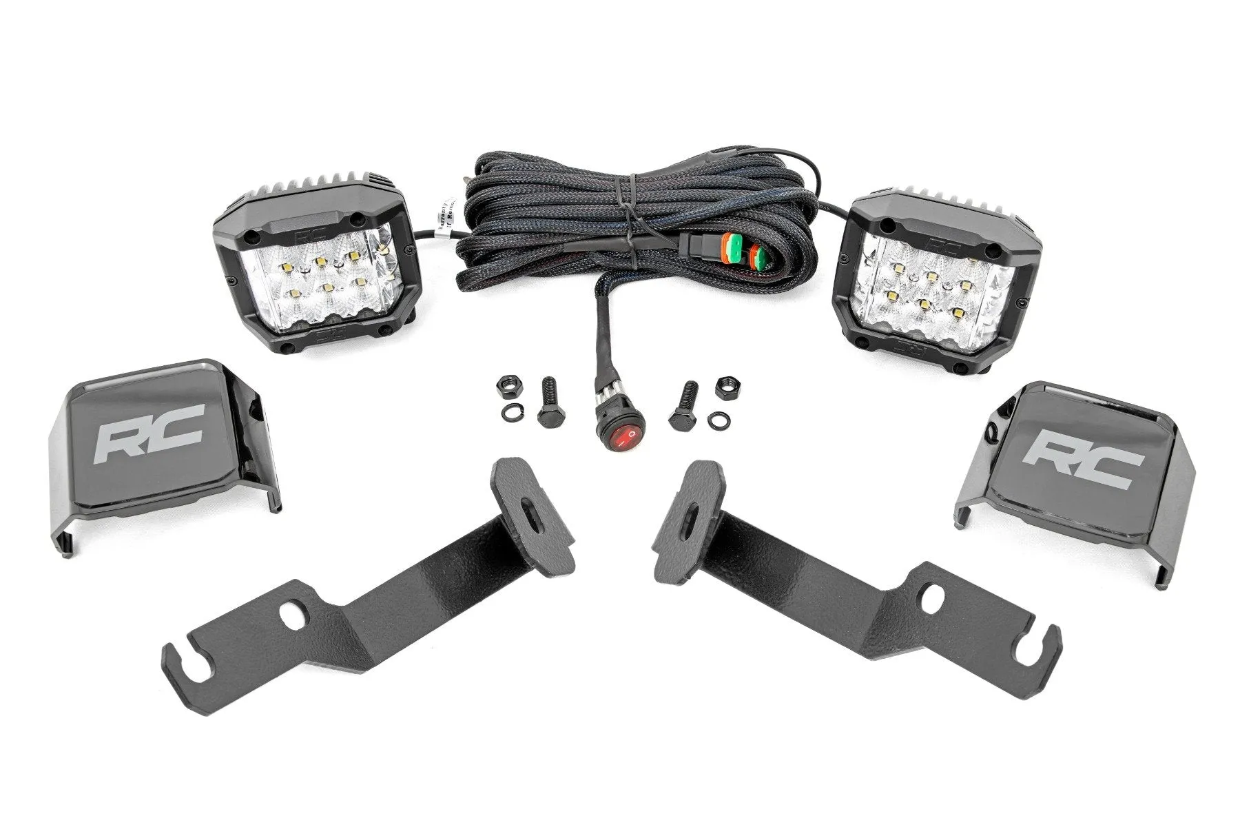 2005-15 Toyota Tacoma Rough Country Low-Profile Led Light Ditch Light Kit, 3in Wide Angle OSRAM