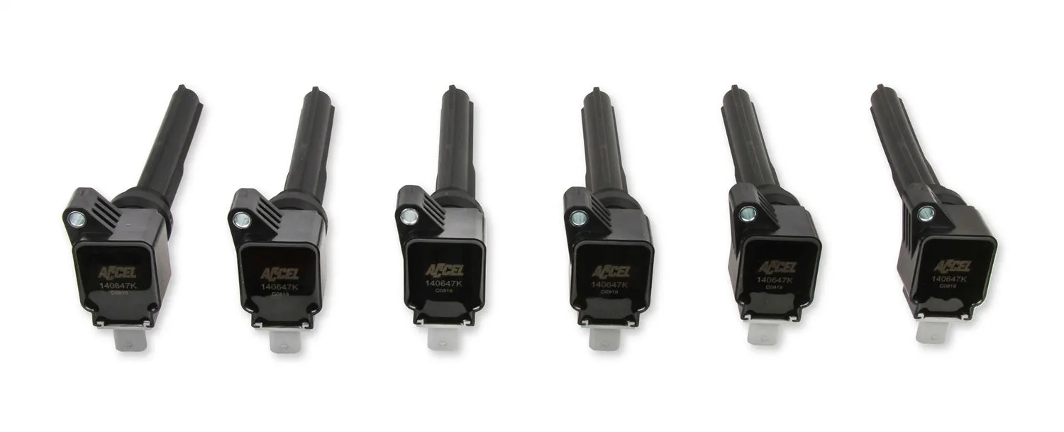 ACCEL 140647K-6 SuperCoil Direct Ignition Coil Set; OEM Replacement; Black; Set Of 6;