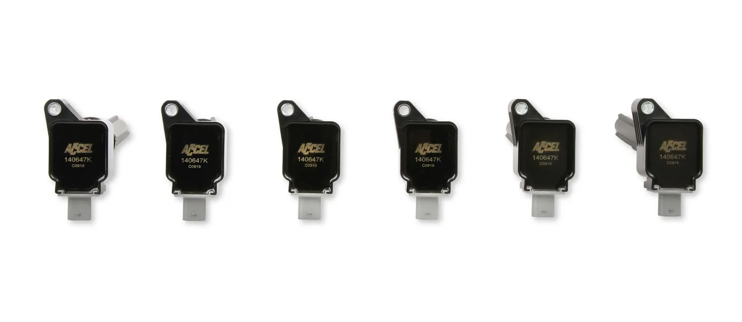 ACCEL 140647K-6 SuperCoil Direct Ignition Coil Set; OEM Replacement; Black; Set Of 6;