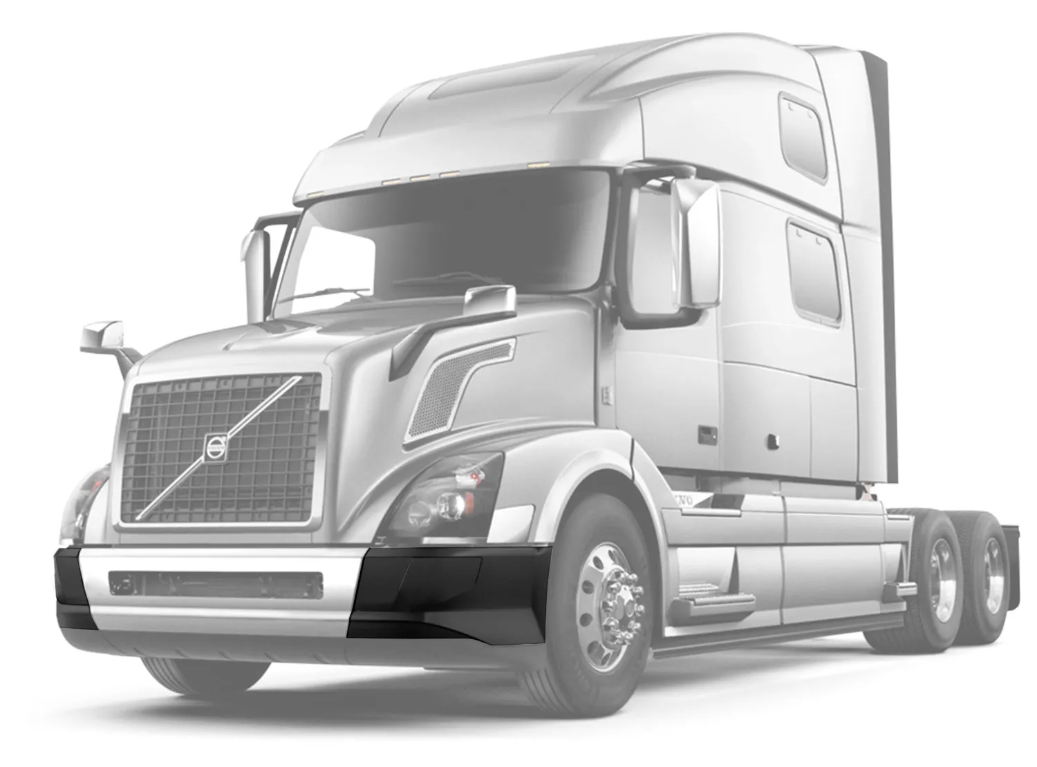 Bumper Corners No Fog Hole Plastic w/ Brackets Set 2016-2017 Volvo VNL