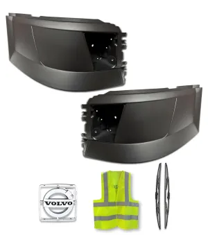 Bumper Corners With Fog Holes Plastic Set 2004-2015 Volvo VNL