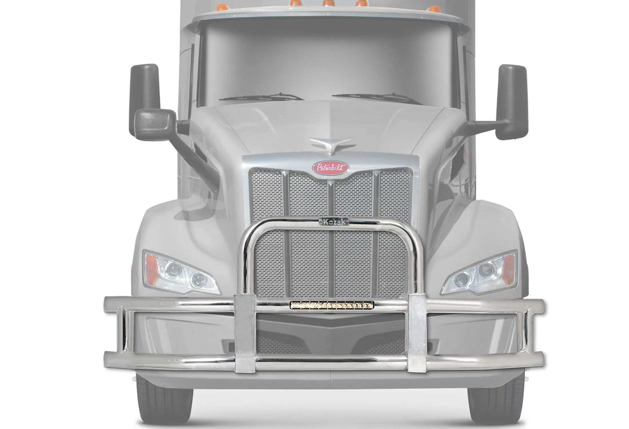 Chrome Grille Guard w/ Built in 16'' LED Bar 2022  Peterbilt 579 NO Fog