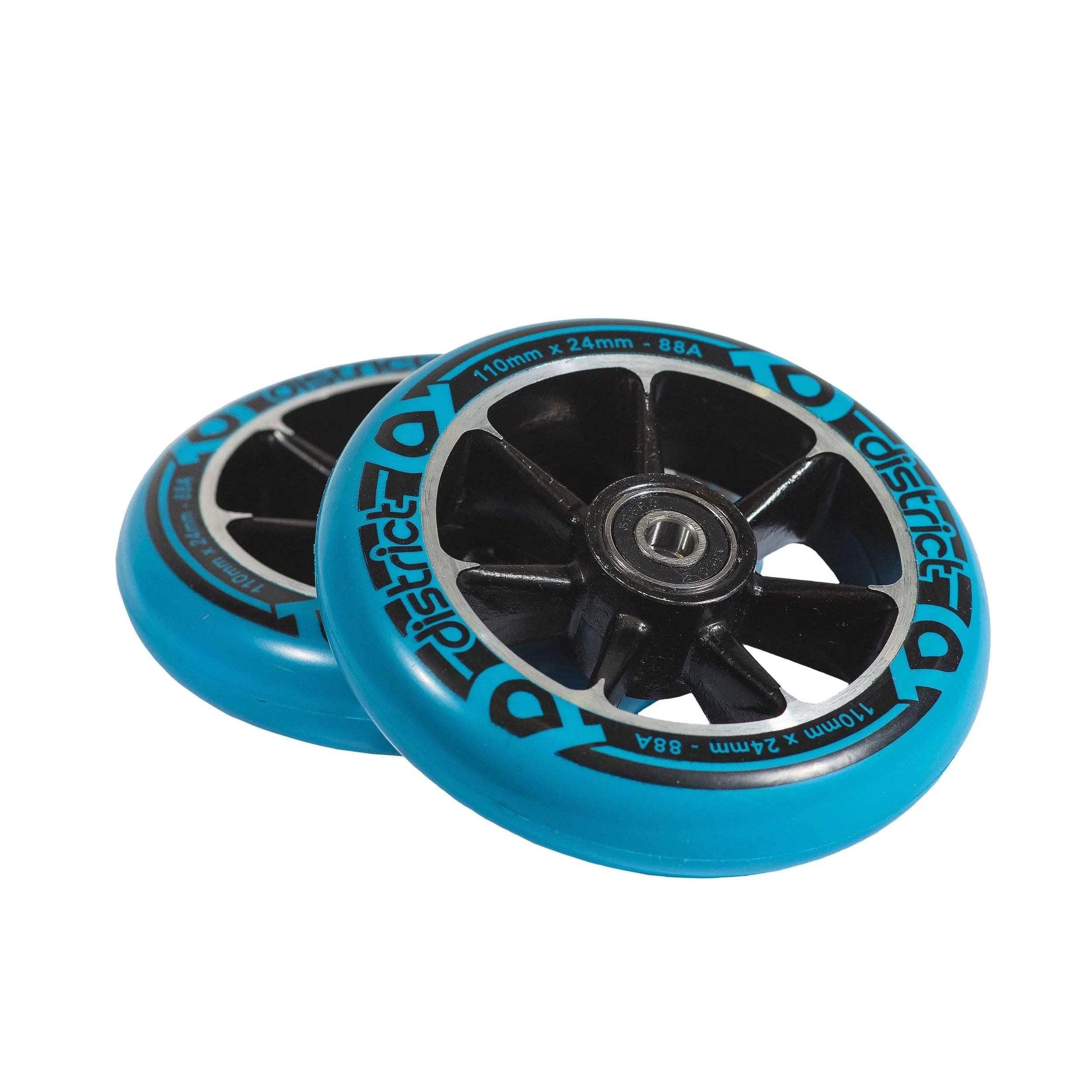 District Scooters Wheels Cast Alloy Core Twin Pack - 110mm Black/Blue