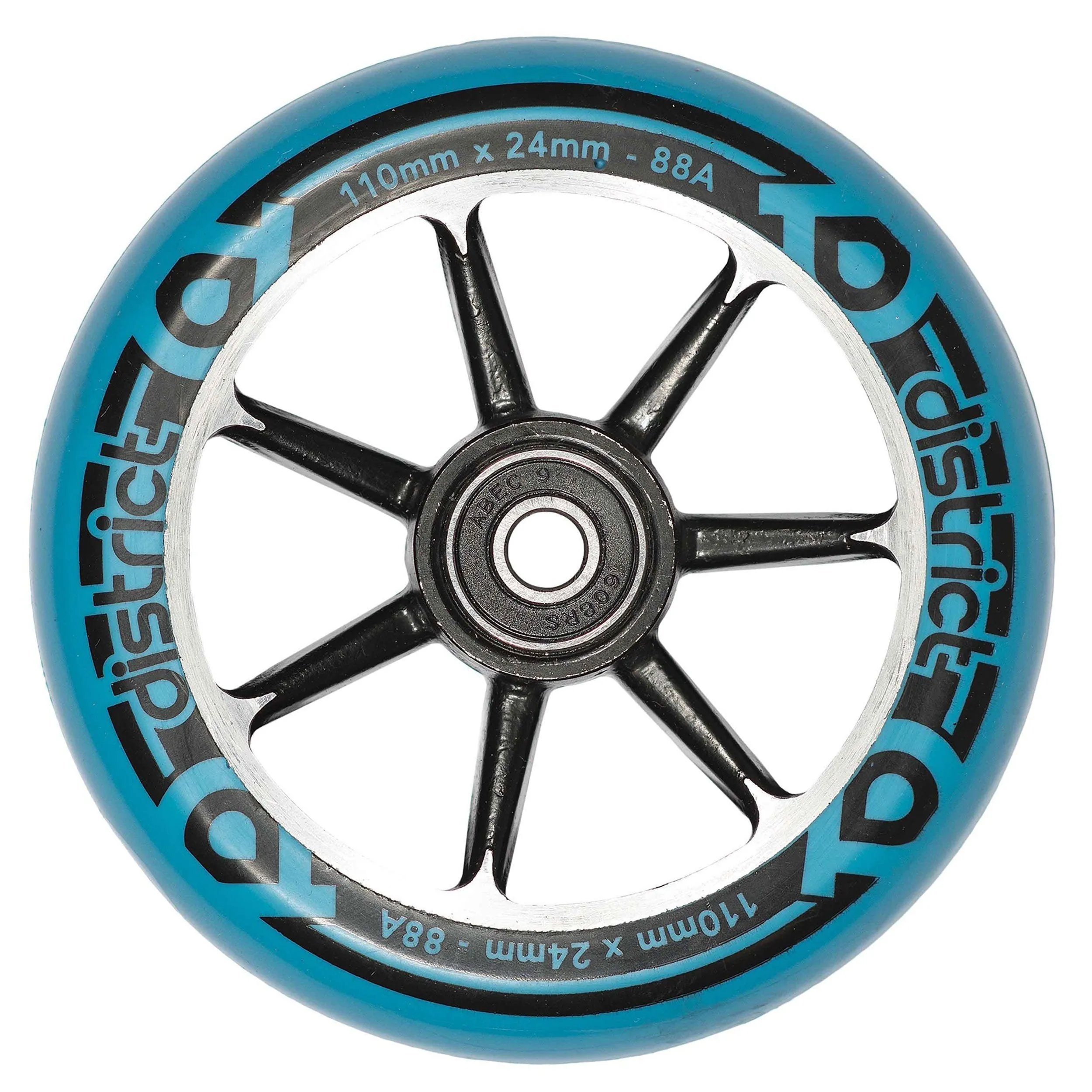 District Scooters Wheels Cast Alloy Core Twin Pack - 110mm Black/Blue
