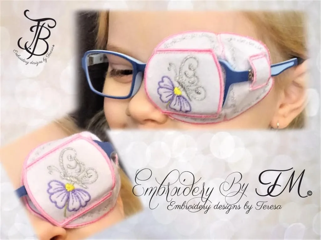 Eye patches for kids ( for girl)-occluder with butterfly 1/ 4x4 hoop/machine embroidery design