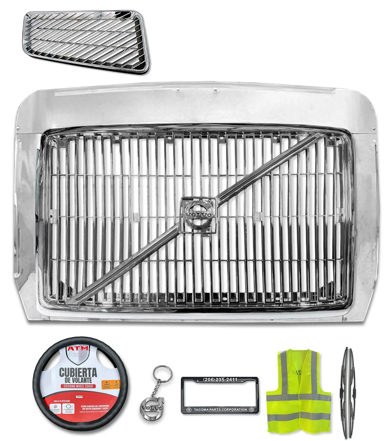 Front Grille with Bug Deflector Frame Chrome 1996-2003 Volvo VN VNL VNM
