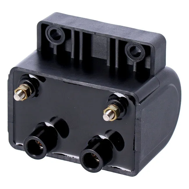 'Late' OEM style ignition coil. 12V, 4 ohm. Black - 80-84 Shovel B.T.; 80-84 XL. With electronic ignition (Dual fire)