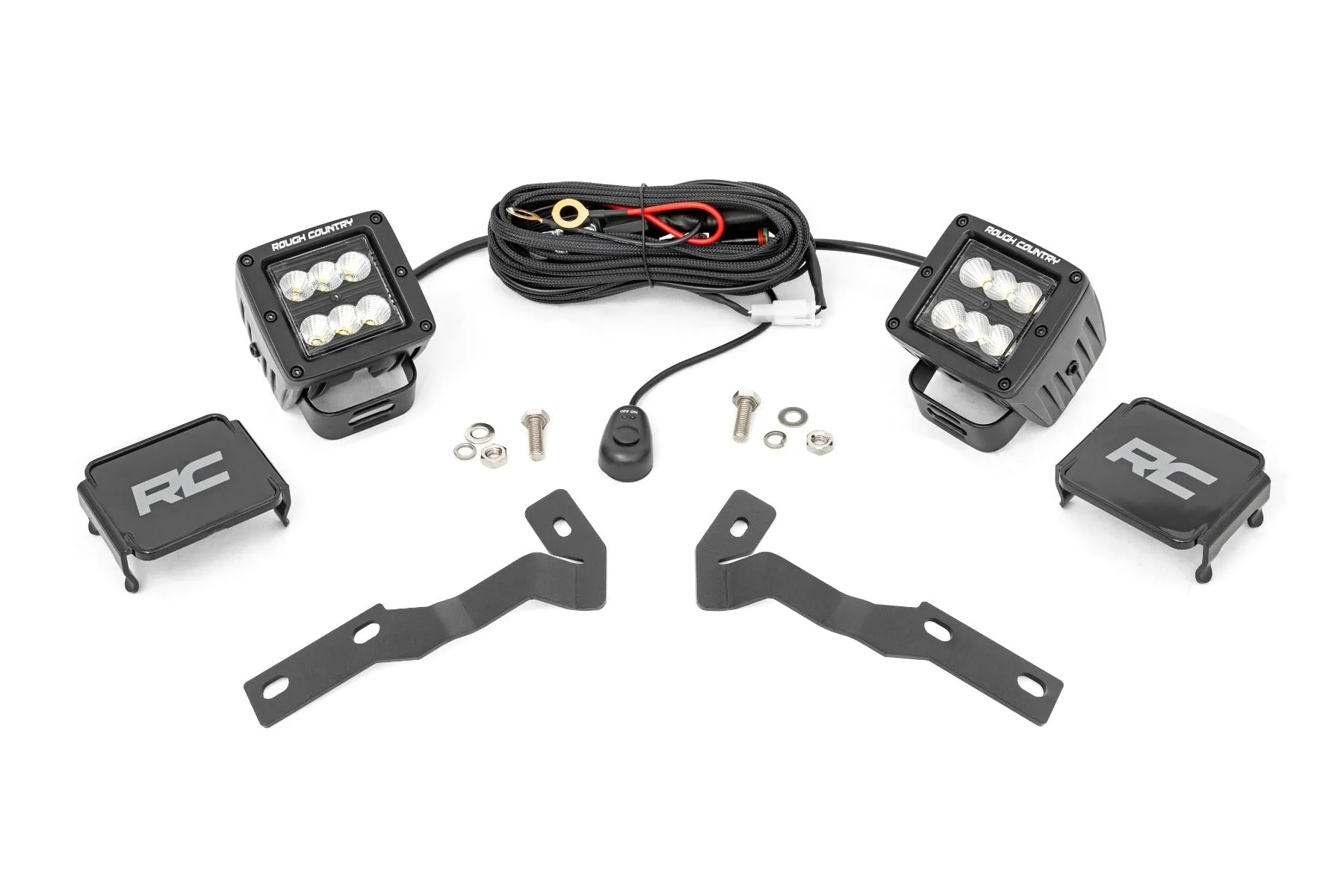 LED Light Kit - Ditch Mount - 2" Black Pair - Flood - Toyota Tacoma (16-23)