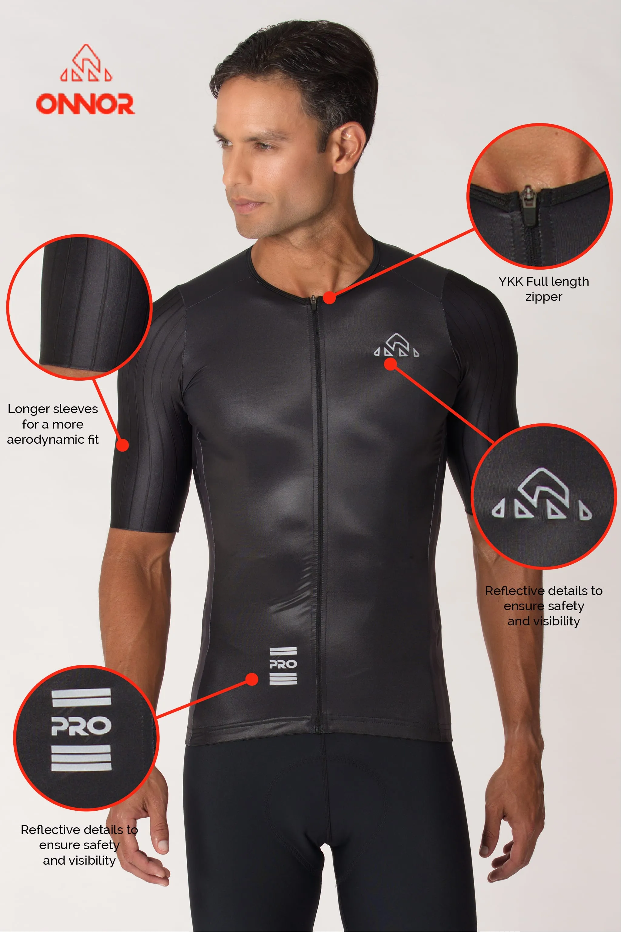 Men's Xenon X1 Black Pro Cycling Jersey