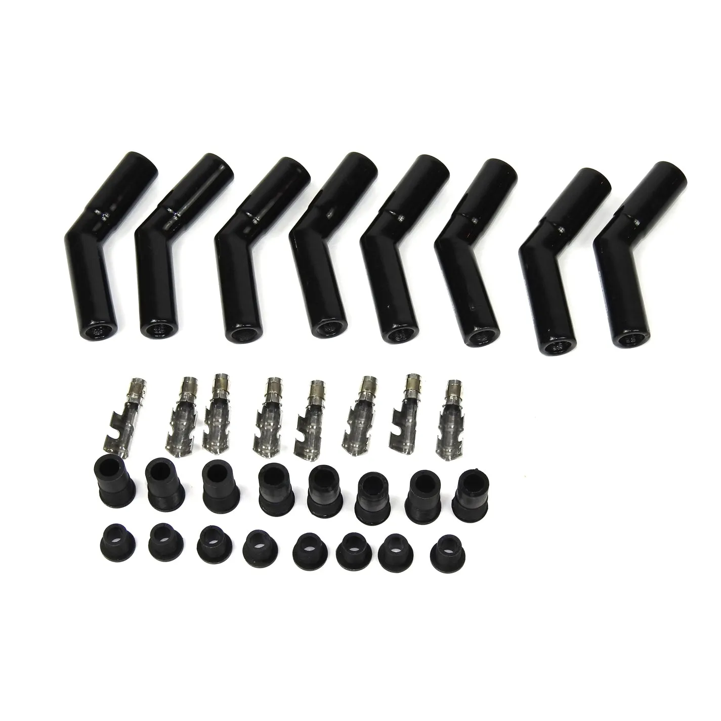 PerTronix Spark Plug Boot/Terminal Kit - 8 mm - Ceramic - Black - 45° (Set of 8)